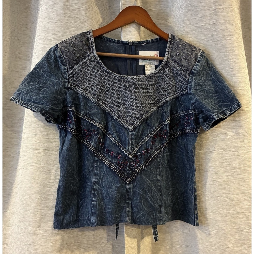 Olivia Rose size 12P vintage acid‎ wash chambray whimsigoth boho grunge